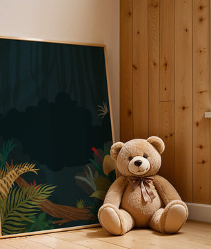 Illustrated Jungle Landscape with Lush Foliage