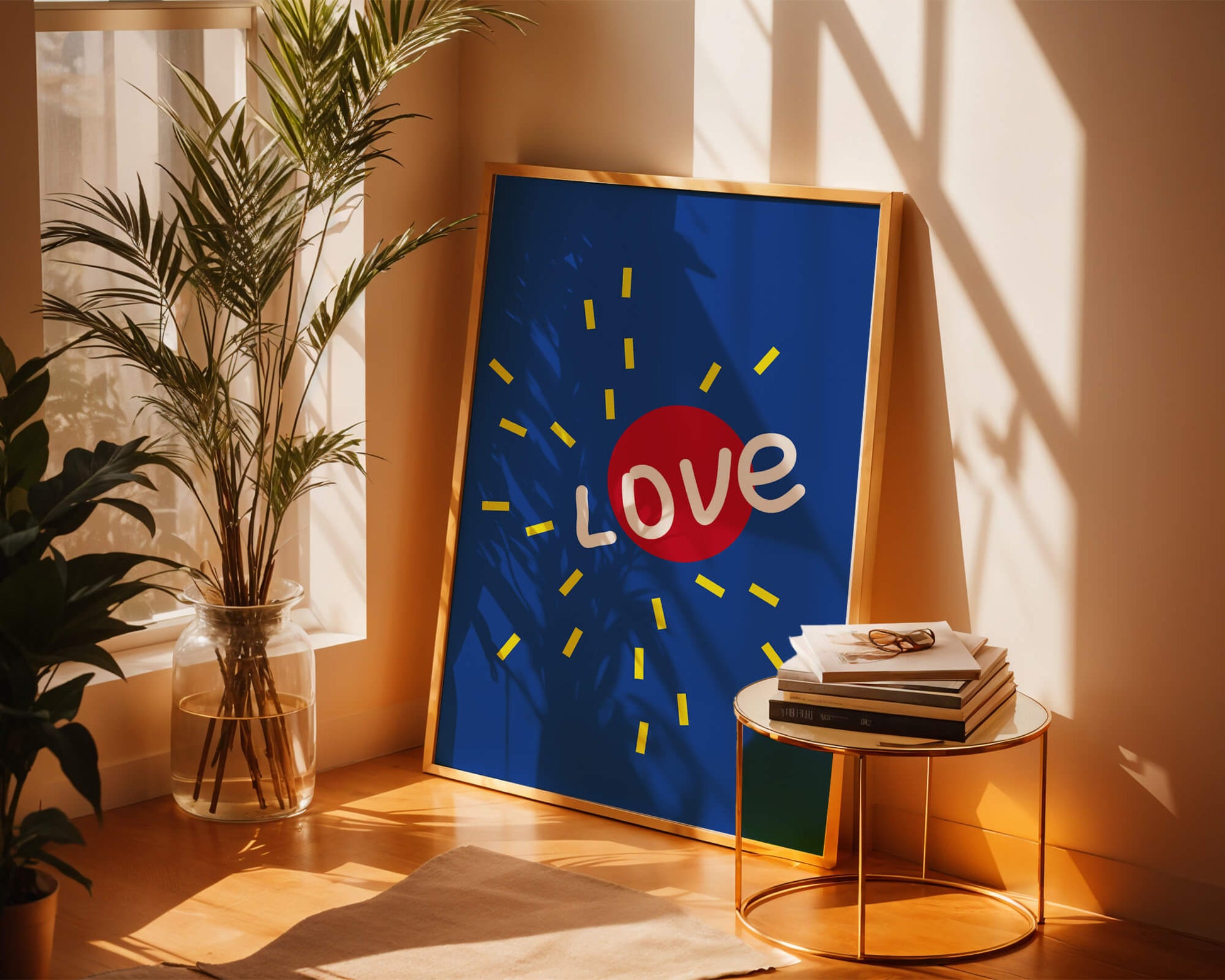 Colorful love-themed abstract design with bold elements