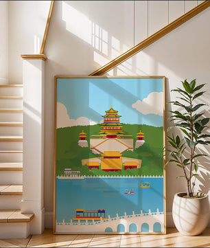 Traditional Chinese architecture by a serene lake
