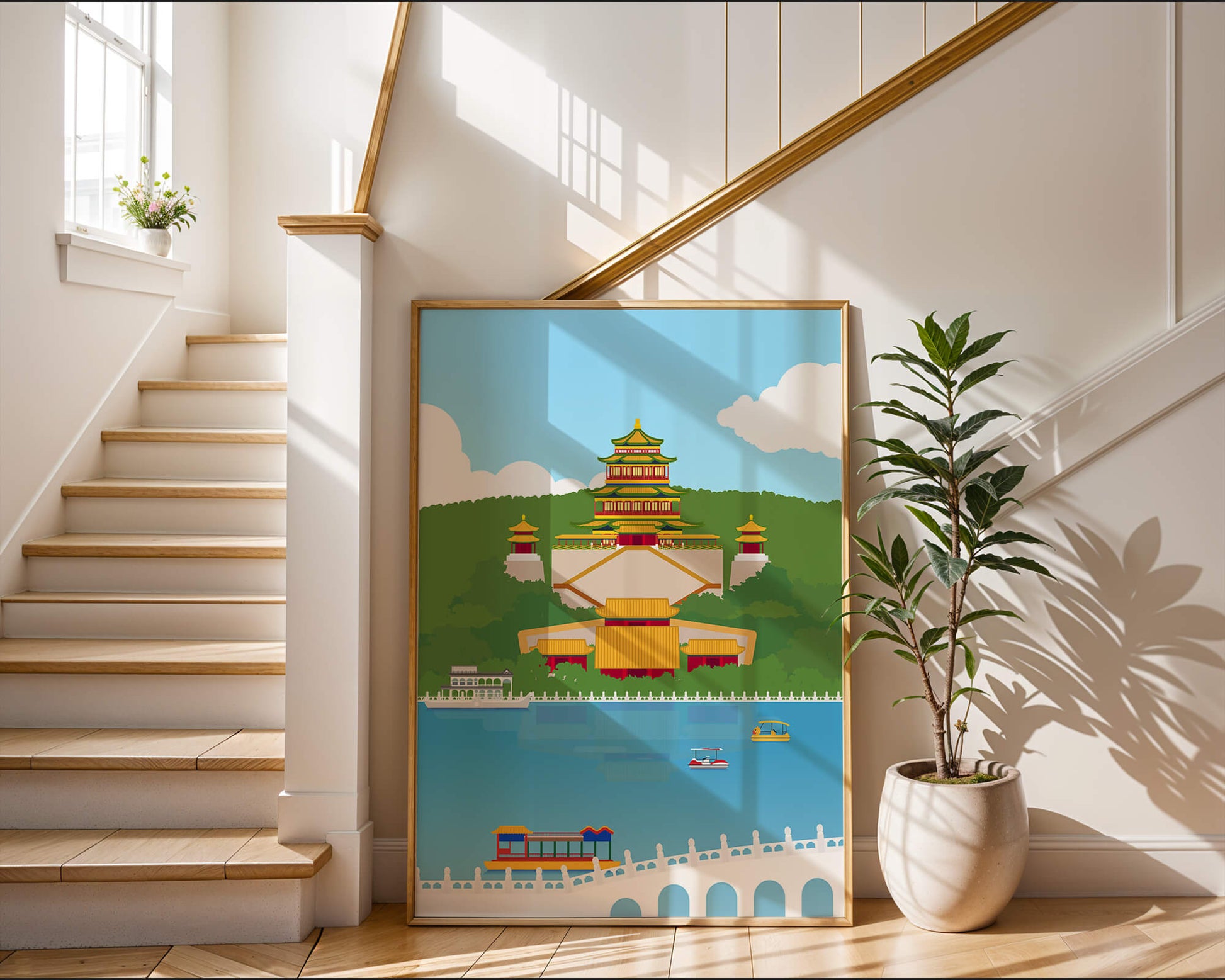 Traditional Chinese architecture by a serene lake