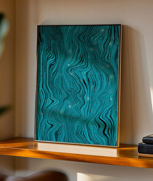 Abstract Wavy Blue Pattern with Black Lines - Mi tienda
