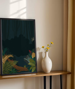 Illustrated Jungle Landscape with Lush Foliage