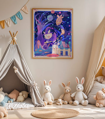 Whimsical zodiac scorpio scene with a magical theme