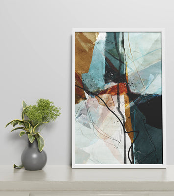 Abstract watercolor artwork with dynamic lines and colors