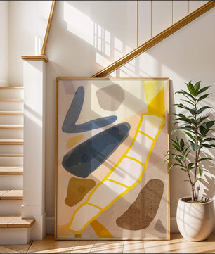 Abstract Design with Geometric Shapes in Earthy Tones and Gold Accents - Mi tienda