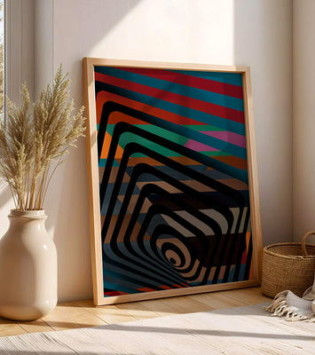 Colorful Geometric Abstract Art with Concentric Stripes