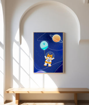 Astronaut Dog Floating in Space with Balloon - Mi tienda