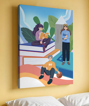 Illustration éducative d’enfants s’adonnant à la lecture de livres