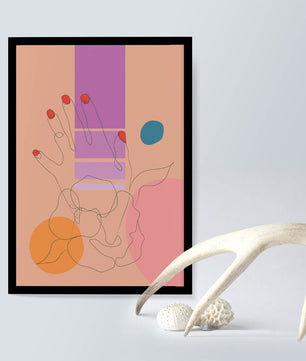 Abstract Line Art with Geometric Shapes and Hand Illustration