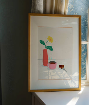 Cozy Breakfast with Coffee, Cake, and Sunflower in Vase - Mi tienda