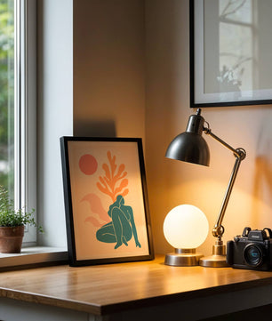 Abstract Nude Figure in Minimalist Design with Botanical Elements - Mi tienda