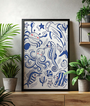 Underwater Marine Life Theme with Cartoon Sea Creatures