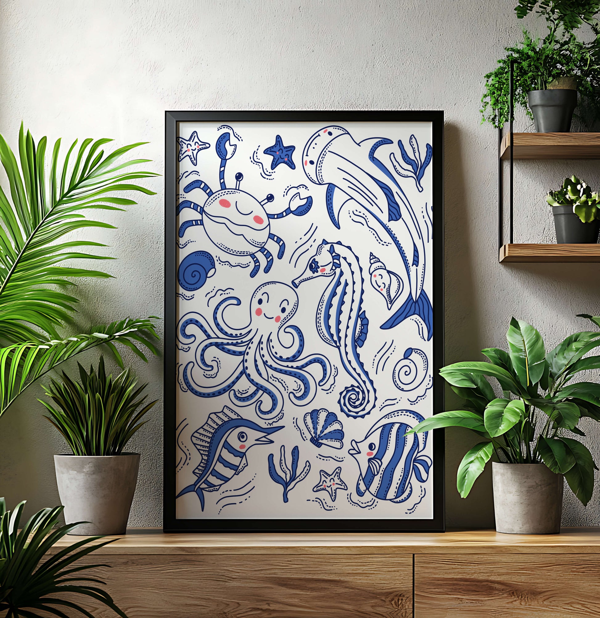 Underwater Marine Life Theme with Cartoon Sea Creatures