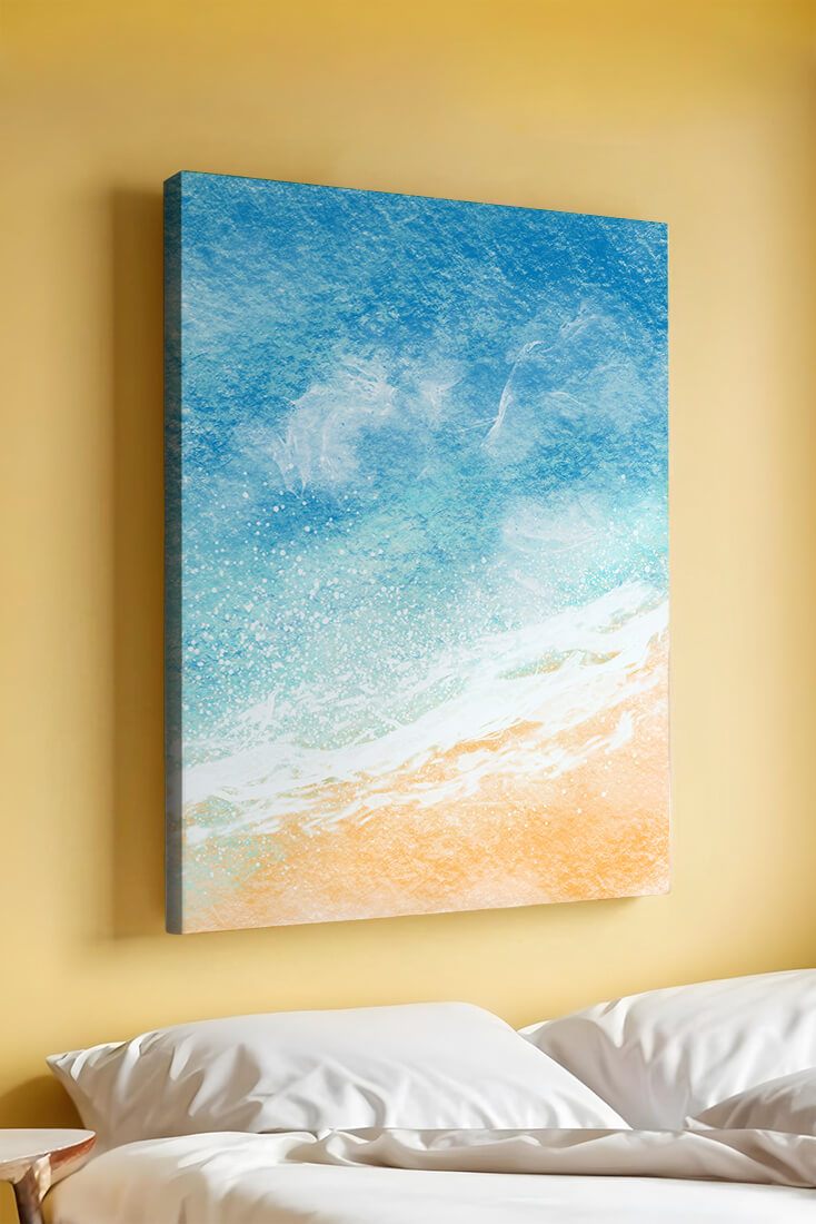 Abstract Ocean Waves with Blue and Sand Tones