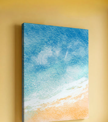 Abstract Ocean Waves with Blue and Sand Tones
