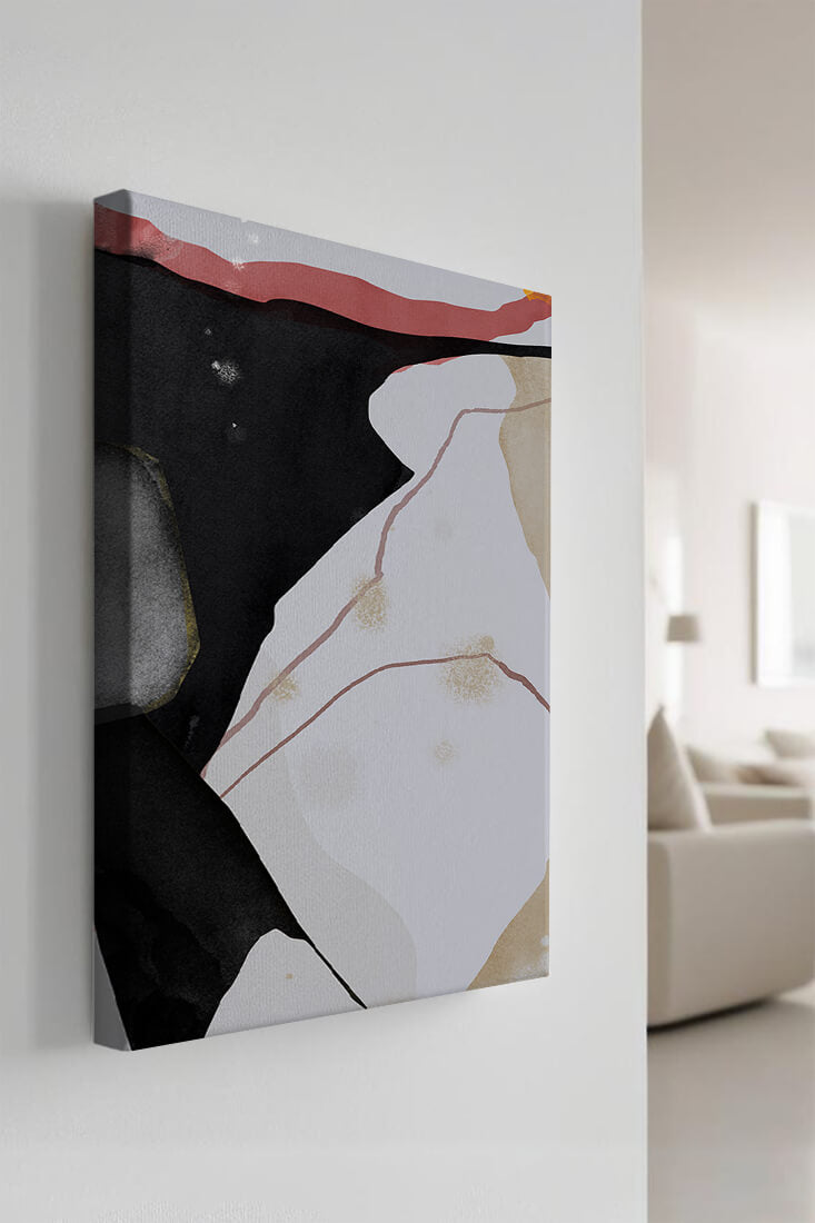Abstract Composition with Bold Black and Subtle Gold Accents