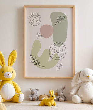 Abstract shapes and leaves in minimalistic design