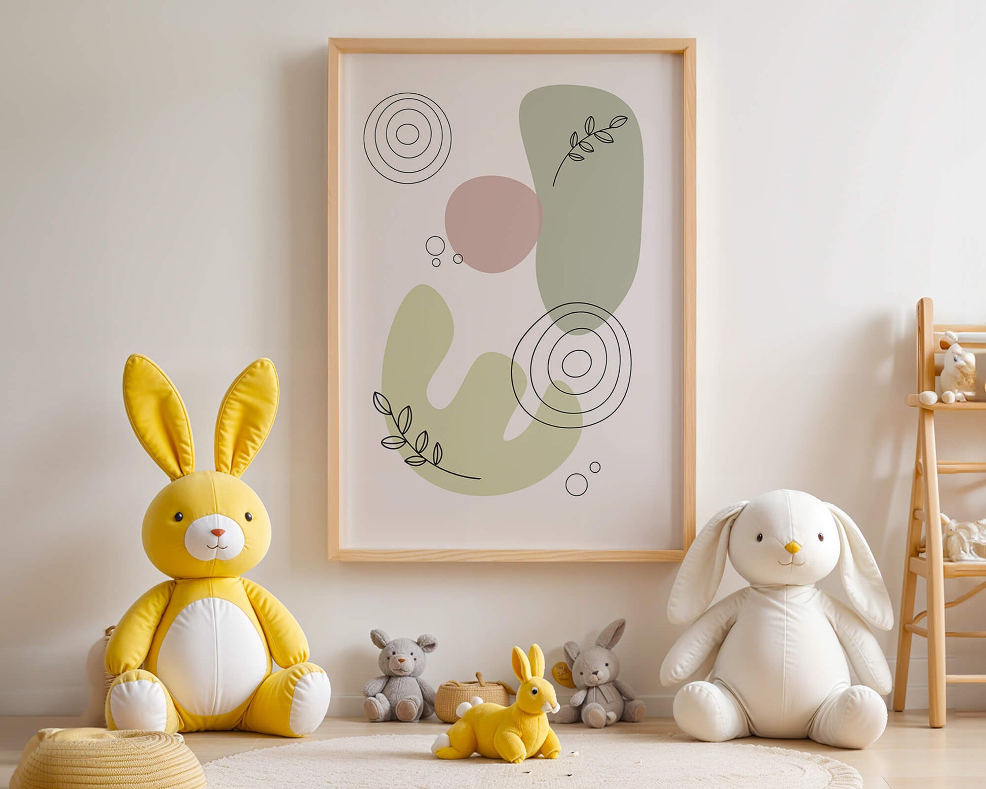 Abstract shapes and leaves in minimalistic design