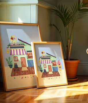 Ilustración encantadora de café con elementos de helado y café