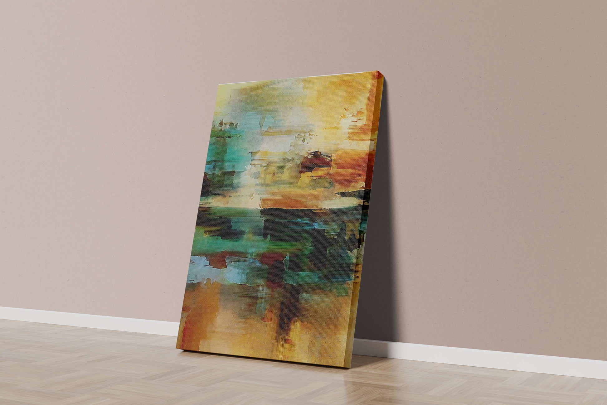Abstract Landscape with Vivid Colors and Dynamic Brushstrokes