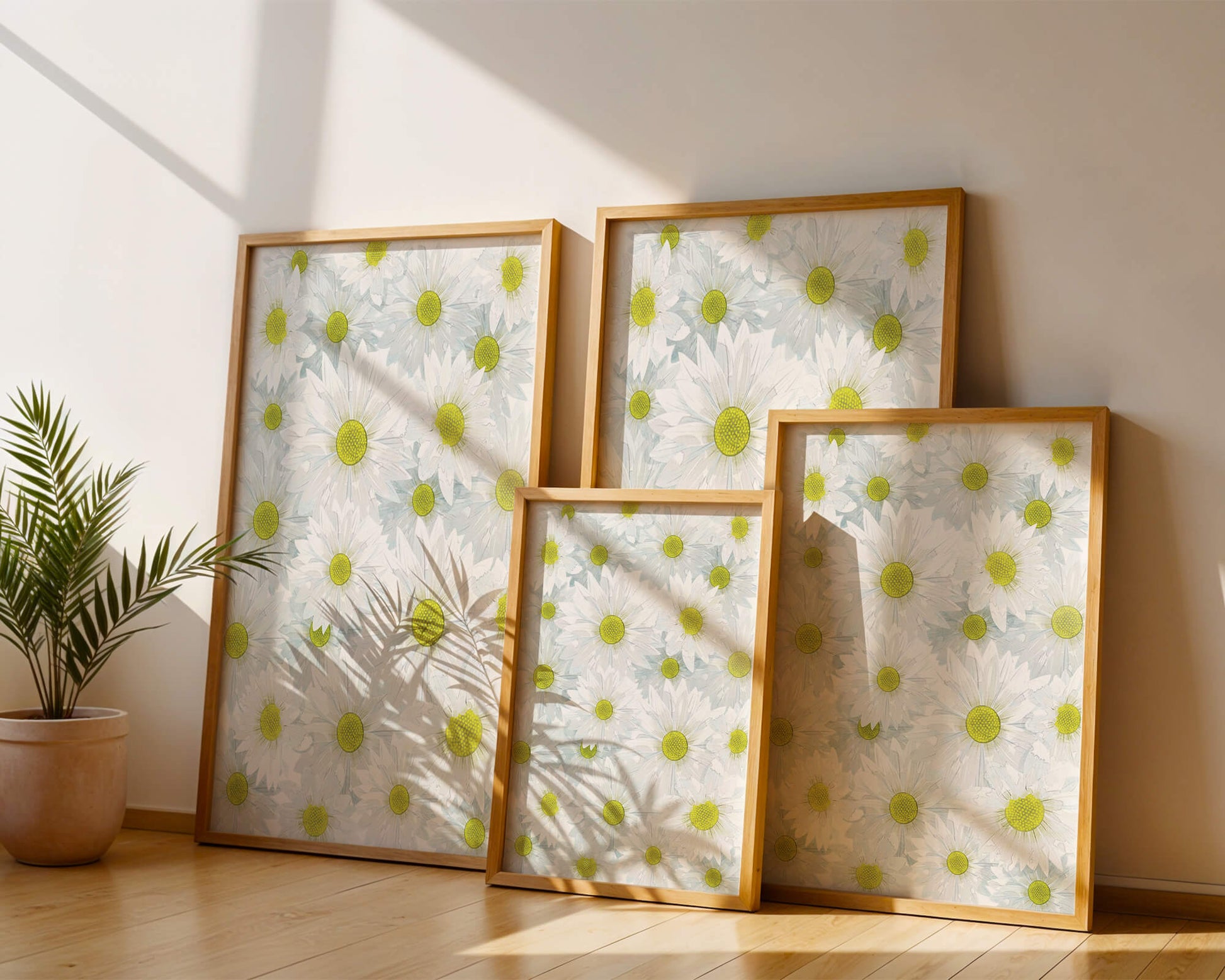 White Daisies Pattern with Yellow Centers