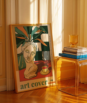 Abstract Art with Bust and Coffee Cup