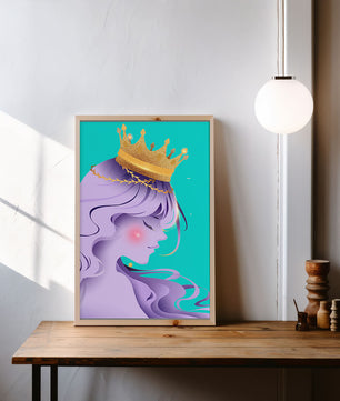 Elegant Purple-Haired Princess with Gold Crown - Mi tienda
