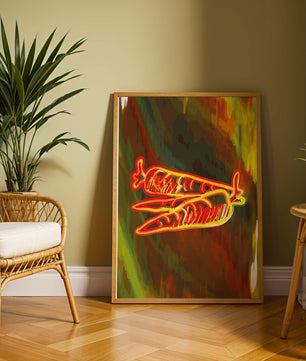 Vibrant abstract carrot illustration with dynamic red and orange patterns