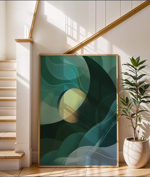 Formas fluidas abstractas verdes y azules con efecto degradado
