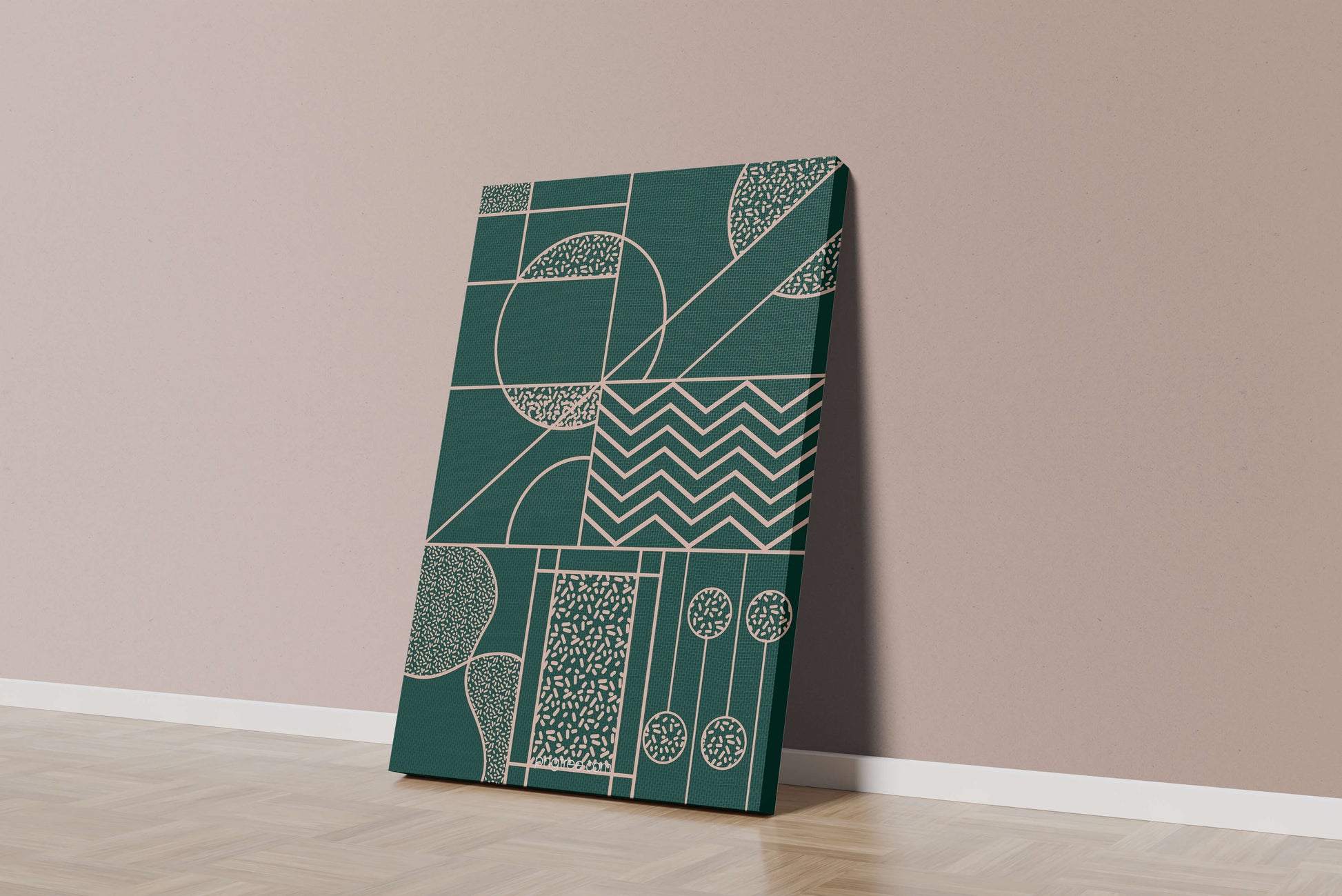 Geometric Abstract Art with Circle and Line Patterns