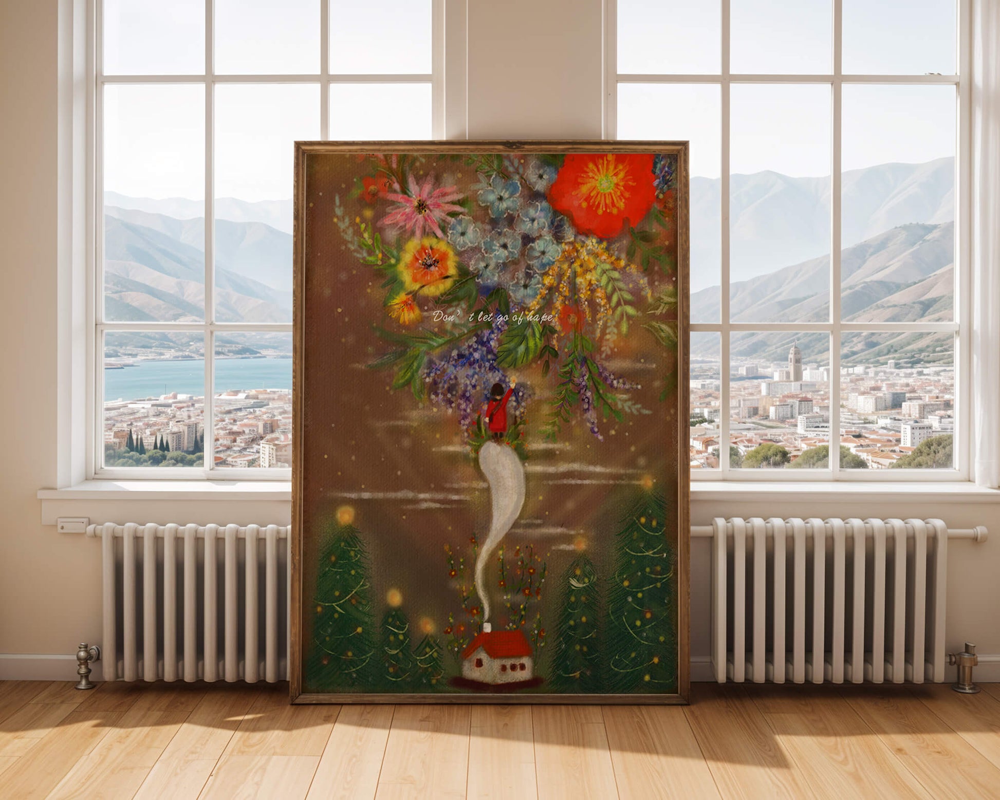Charming illustration of floral fantasy scene