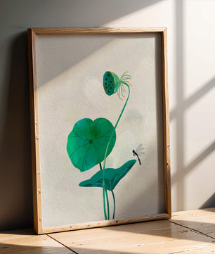Lotus Flower and Dragonfly with Watercolor Effect - Mi tienda