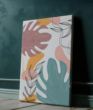 Illustration botanique abstraite avec des motifs de feuilles colorés