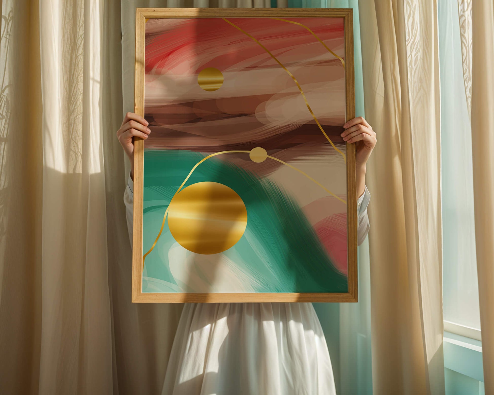 Abstract Expressionism with Gold Accents and Earthy Tones