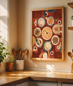 Colorful Chinese cuisine on a dining table with traditional dishes