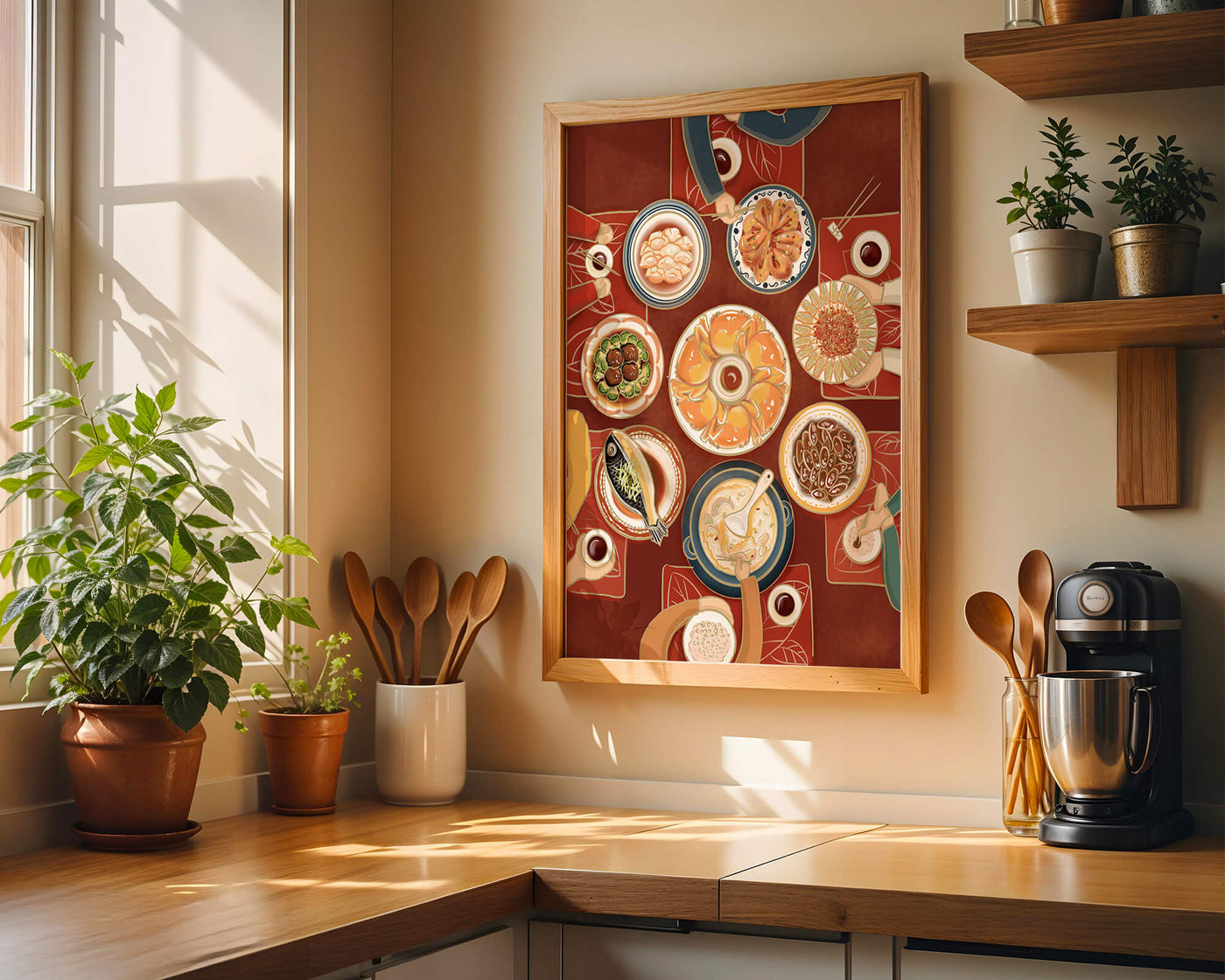 Colorful Chinese cuisine on a dining table with traditional dishes