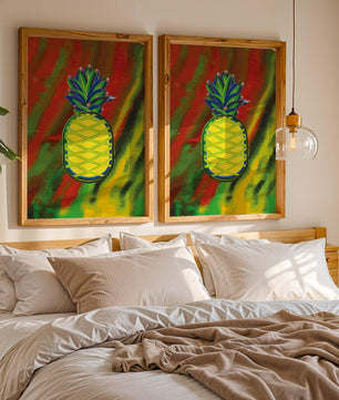 Piña abstracta colorida con fondo vibrante