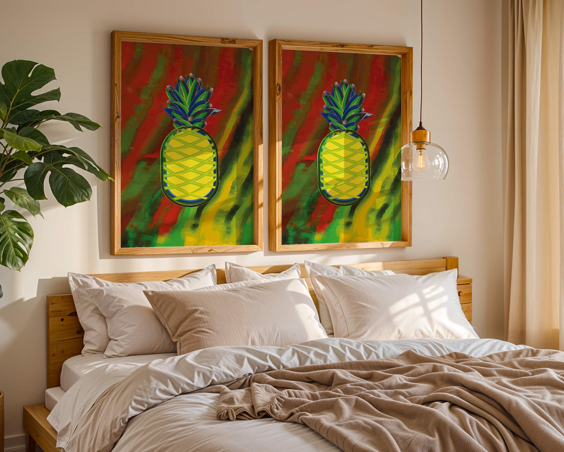 Piña abstracta colorida con fondo vibrante