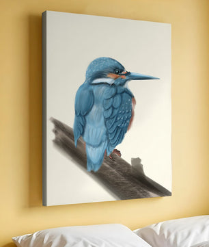 Illustration of a vibrant blue bird on a branch