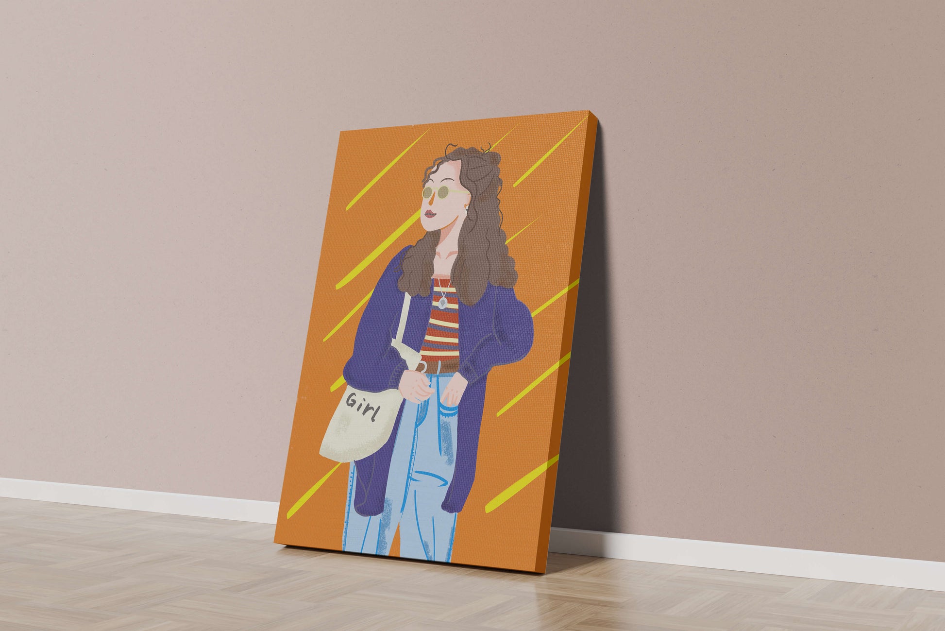 Trendy girl with sunglasses and casual outfit illustration