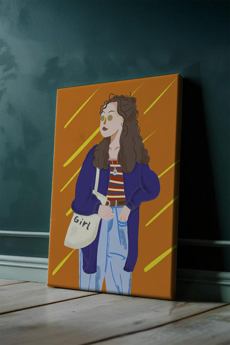 Trendy girl with sunglasses and casual outfit illustration