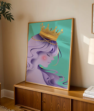 Elegant Purple-Haired Princess with Gold Crown - Mi tienda