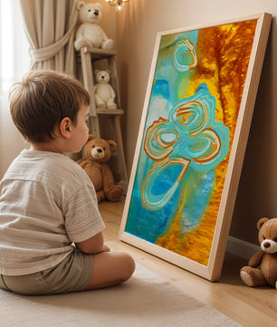 Abstract vibrant swirls in blue and orange colors