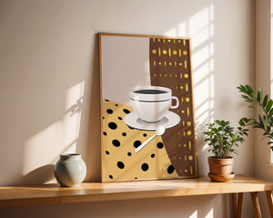 Contemporary Coffee Art with Geometric Patterns and Gold Accents - Mi tienda