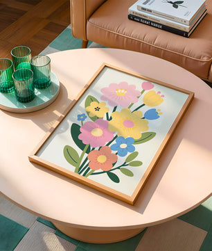 Ramo ilustrado de flores coloridas