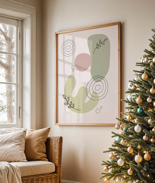 Abstract shapes and leaves in minimalistic design