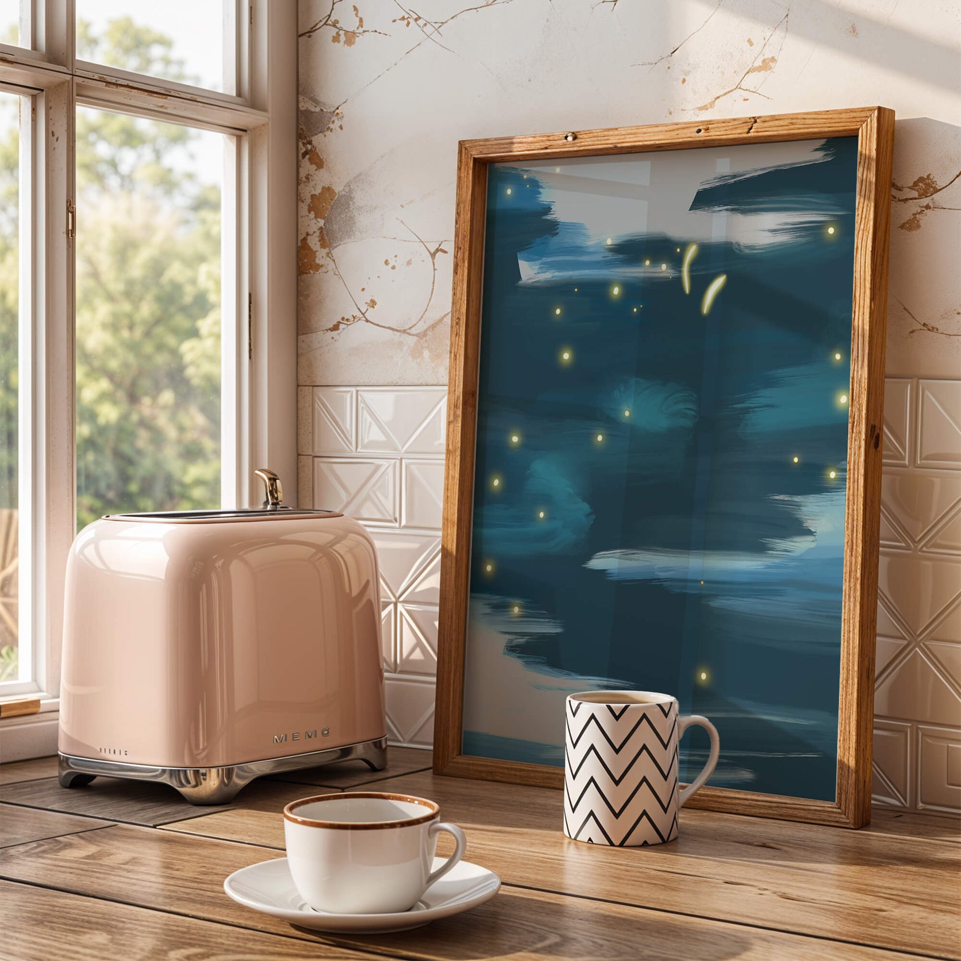 Abstract Night Sky With Glowing Elements