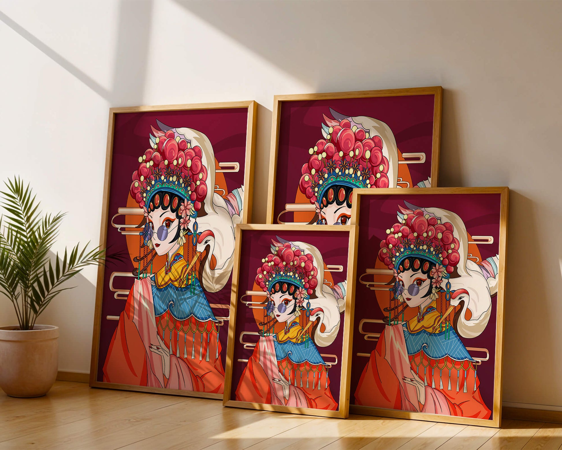 Elegant Chinese opera character illustration with vibrant colors