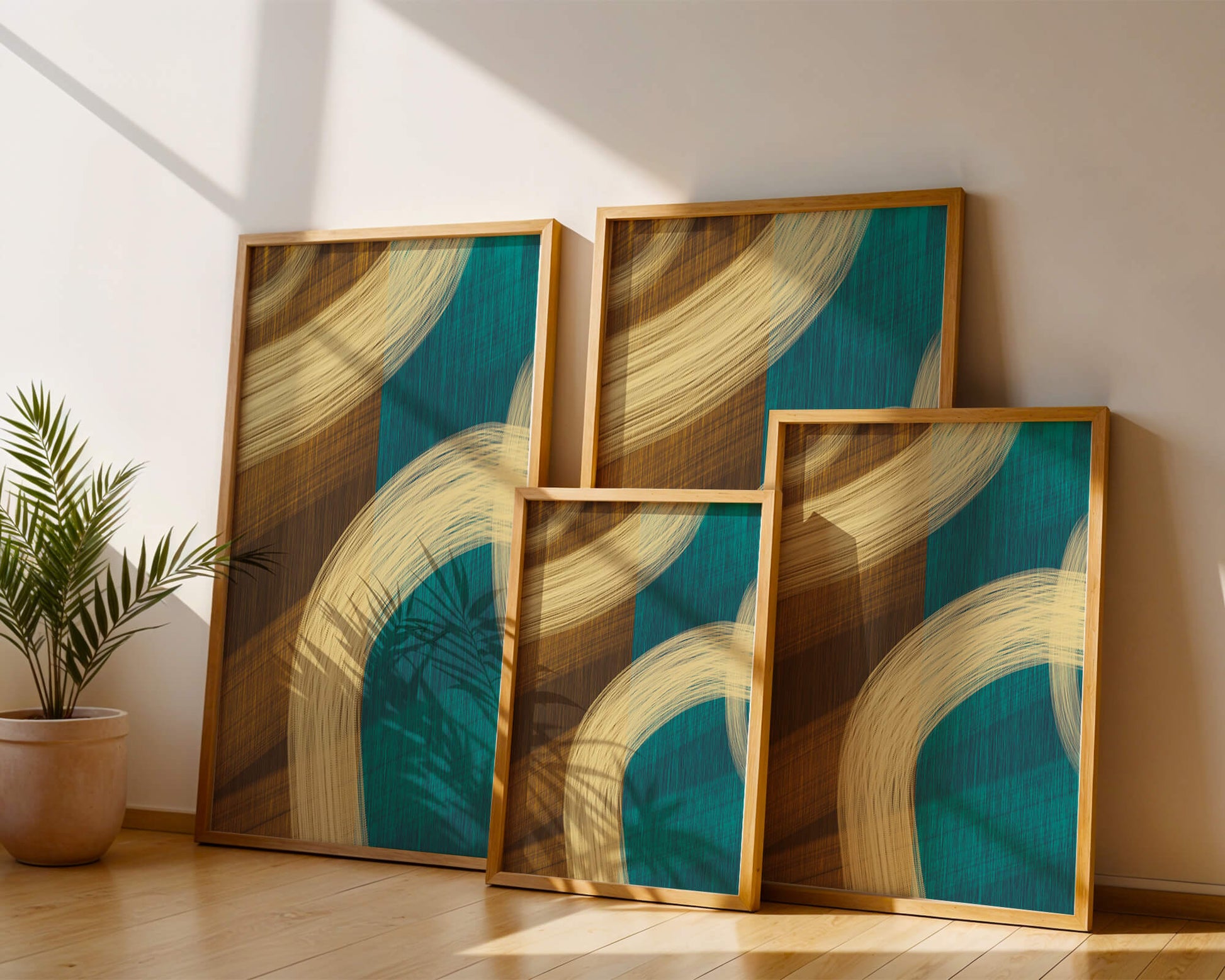 Abstract art with flowing brushstrokes and textured color contrast