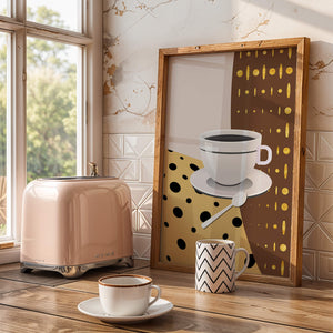 Contemporary Coffee Art with Geometric Patterns and Gold Accents - Mi tienda